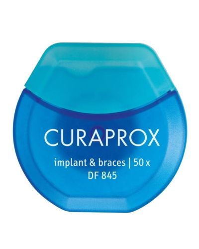 Curaprox grube Nici teksturowane DF 845 pod implanty i aparaty ortodontyczne 50 szt.