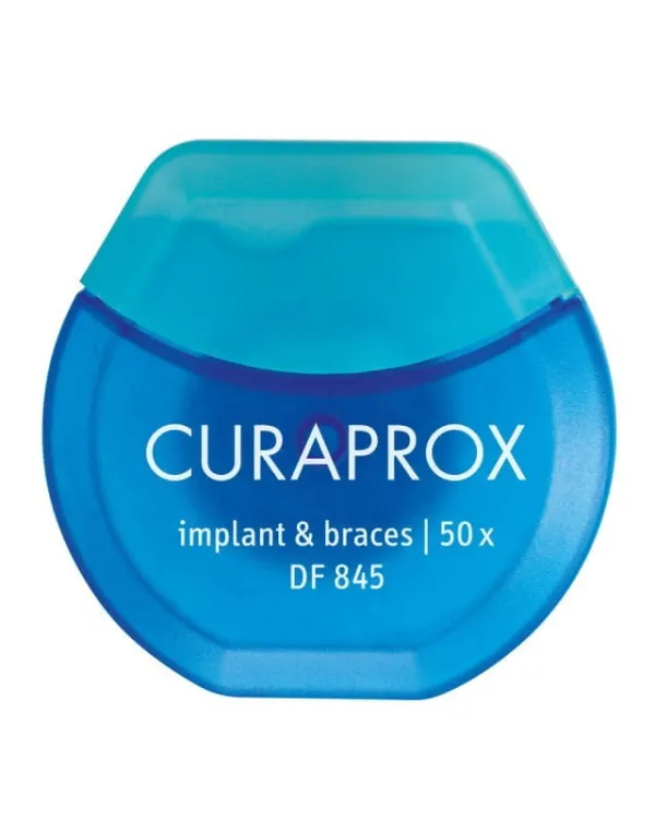 Curaprox grube Nici teksturowane DF 845 pod implanty i aparaty ortodontyczne 50 szt.
