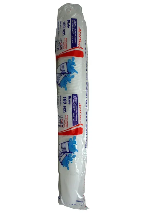 kubki artplast jednorazowe plastikowe białe